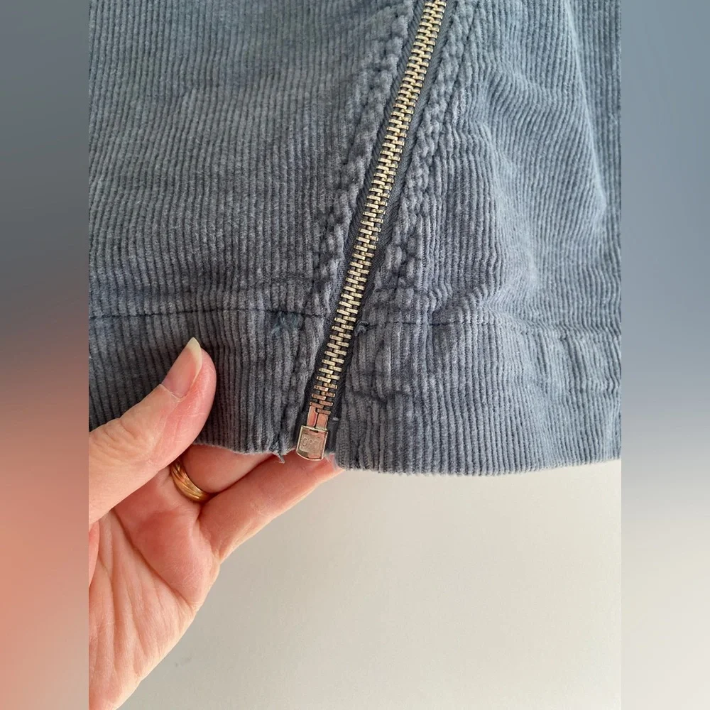 Urban Outfitters Corduroy Skirt Y2K Moto Mini Gray Zipper Buckles Grunge Size M